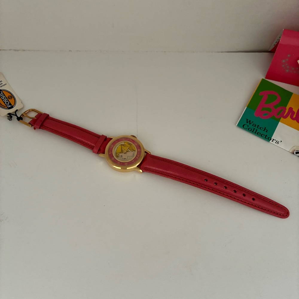NWT Barbie Pretty And Pink Fossil Watch Boxed Set. 1994 Ltd Ed.. Pink Leather - Picture 8 of 16